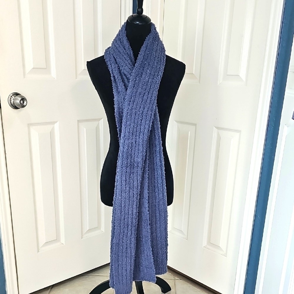 New Nordstrom Rack Solid Cozy Ribbed Textured Muffler Scarf Blue OS